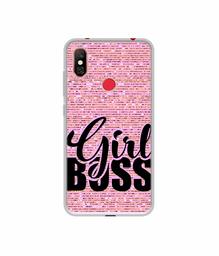 Amazon Brand - Solimo Designer Girl Boss On Pink Sparkle UV Printed Soft Back Case Mobile Cover for Redmi Note 6 Pro