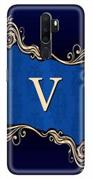 Amazon Brand - Solimo Designer Blue Pattern Alphabet-V 3D Printed Hard Back Case Mobile Cover for Oppo A5 (2020)