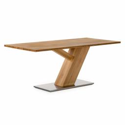 Amazon brand - Alkove - Hayes - solid wood table with stainless steel base, 160 cm, wild oak