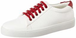 Amazon Brand - Symbol Women's White + Red Sneakers-6 UK (39 EU) (9 US) (AZ-WSY-12)