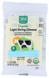 365 by Whole Foods Market, Organic Light String Cheese (6 - 1 Ounce Sticks), 6 Ounce (Packaging May Vary)