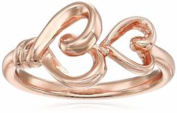 Women's Sterling Silver Rose Gold-Flashed Double Heart Ring, 8