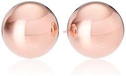 Sterling Silver Rose Gold Plated Polished Bead Post 12mm Stud Earrings