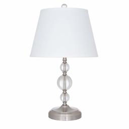 Amazon Brand – Ravenna Home Stacked Ball Table Desk Lamp With LED Light Bulb - 22.75 Inches, Brushed Nickel