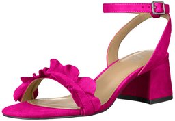 Amazon Brand - The Fix Women's Lizzie Block Heel Ruffled Sandal Heeled, Bubble Gum Pink Suede, 10 B US