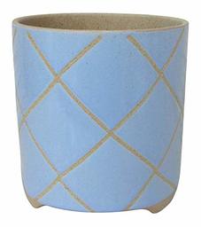 Amazon Brand – Stone & Beam Large Windowpane Footed Stoneware Planter, 9.25