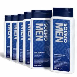 Marchio Amazon - Solimo Gel doccia uomo con olio di mandorla- Confezione da 6 (6 flaconi x 400 ml)