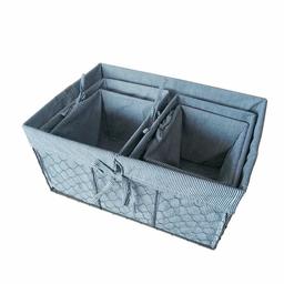 UMI Vintage Grey Wire Basket Removable Fabric Liner, Assorted Set of 5, Gray.The Nifty Nook,Farmhouse, Kitchen, Bathroom, Living Room, Pantry, Cupboard, Shelves, Countertop Storage