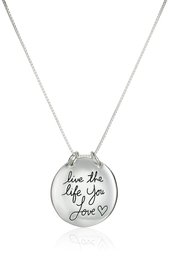 Sterling Silver Live The Life You Love Reversible Pendant Necklace