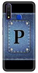 Amazon Brand - Solimo Designer Button Jeans Alphabet-P 3D Printed Hard Back Case Mobile Cover for Vivo Y19 / Vivo U20