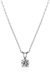 14k White Gold Round-Cut Diamond Solitaire Pendant Necklace (1cttw, K-L Color, I1-I2 Clarity), 18