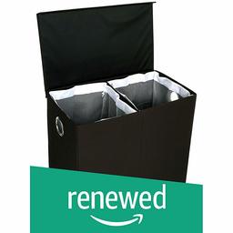 (Renewed) AmazonBasics Collapsible Laundry Sorter with Magnetic Lid – Black