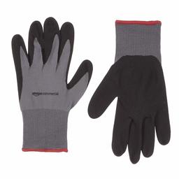 AmazonCommercial 13G Nylon & Nitrile Gloves (Grey/Black), Size S, 3 Pairs