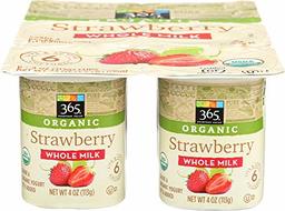 365 Everyday Value, Organic Whole Milk Yogurt, Strawberry, 6 ct