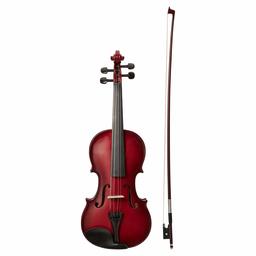 AmazonBasics Beginner Violin Bundle, Full Size, Solid wood,Red - Bow, Strings, Strap, Tuner, Rosin, and Case