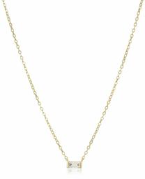 18K Yellow Gold Plated Sterling Silver Baguette Cut Cubic Zirconia Pendant Necklace, 18