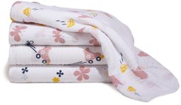 Pinzon Baby by aden + anais Muslin Swaddle Blanket 4 Pack, Tea Party (Discontinued by Manufacturer)