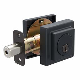 AmazonBasics Contemporary Square Deadbolt Door Lock, Single Cylinder, Matte Black