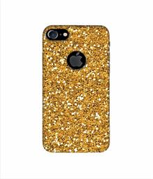 Amazon Brand - Solimo Designer Golden Sparkle 3D Printed Hard Back Case Mobile Cover for Apple iPhone 7 (with Logo Cut)