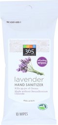 365 Everyday Value, Hand Sanitizer Wipes, Lavender, 10 ct