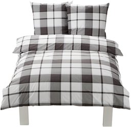 AmazonBasics 100% Cotton Duvet Set, Bold Checks, 140 x 200 cm & 2 pillowcases of 65 X 65 cm