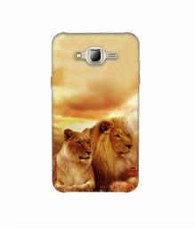 Amazon Brand - Solimo Designer Lion with Lioness 3D Printed Hard Back Case Mobile Cover for Samsung Galaxy J2 (2016)