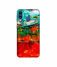 Amazon Brand - Solimo Designer Green and Orange Glass Color 3D Printed Hard Back Case Mobile Cover for Samsung Galaxy M21