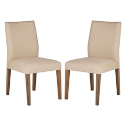 Stone & Beam Hughes Casual Wood Kitchen Dining Chair, Set of 2, Beige