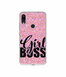 Amazon Brand - Solimo Designer Girl Boss On Pink Sparkle UV Printed Soft Back Case Mobile Cover for Mi Redmi Note 7 / Note 7S / Note 7 Pro