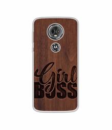 Amazon Brand - Solimo Designer Girl Boss On Wood UV Printed Soft Back Case Mobile Cover for Motorola Moto E5 Plus