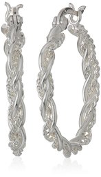 25X3 mm Braided Click Top Hoop Earrings