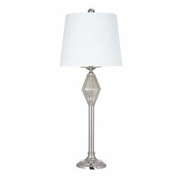 Amazon Brand – Ravenna Home Contemporary Metal Table Lamp with Mercury Glass Accent, LED Bulb Included, 28.5