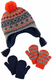 Simple Joys by Carter's - Juego de Gorra y Manoplas para niño, Fairaisle, 12-24 Meses