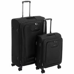 AmazonBasics 2 Piece Expandable Softside Spinner Luggage Suitcase With TSA Lock And Wheels Set - Black