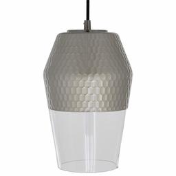 Amazon Brand – Rivet Mid Century Modern Honeycomb Ceiling Pendant Chandelier - 7 x 7 x 30 Inches, Brushed Nickel and Glass