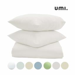 UMI. by Amazon Housse de couette unie 100 % satin de coton avec taie d'oreiller de taille standard 300 fils/cm² - Super douce et confortable, respirante