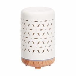 AmazonBasics 120ml Ultrasonic Ceramic Aromatherapy Essential Oil Aroma Diffuser with Wood Grain Finish Base