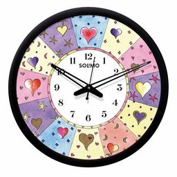 Amazon Brand - Solimo 12-inch Wall Clock -Heart Emoji (Silent Movement, Black Frame)