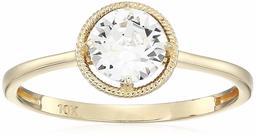 10k Gold Round Cut Birthstone anello realizzato con cristallo Swarovski,Aprile,US 8 (EU M)