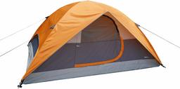 AmazonBasics 4-Person Dome Camping Tent With Rainfly - 9 x 7 x 4 Feet, Orange And Grey (Renewed)