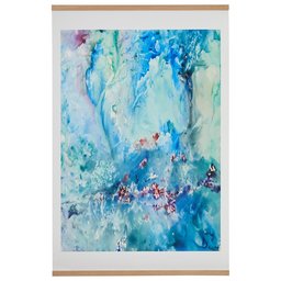 Amazon Brand – Rivet Aqua and Turquoise Abstract Waters Print with Oak Hanger, 40