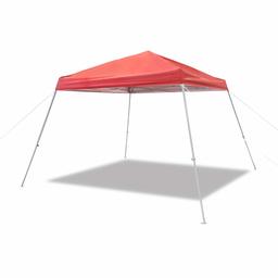 AmazonBasics Outdoor Pop Up Canopy, 8ft x 8ft Top Slant Leg with Wheeled Carry, Red