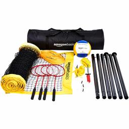 AmazonBasics Outdoor Volleyball And Badminton Combo Set With Net (Renewed)