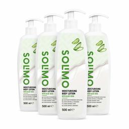 Marque Amazon - Solimo - Lotion corporelle hydratante à l'aloe vera (4x500ml)