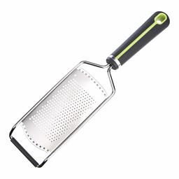 AmazonBasics Hand Zester and Grater with Wide Stainless Steel Blade, Soft Grip Handle, Grey and Green (Renewed)