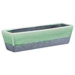 Amazon Brand – Rivet Modern Ceramic Indoor Window Sill Planter Box Pot - 3 x 12 x 3 Inch, Green and Blue