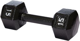 Amazon Basics Dumbbell Cast Iron Hexagon 9.8 x 3.9 inches (25 x 10 x 9 cm), 15.2 lbs (6.8 kg), Black