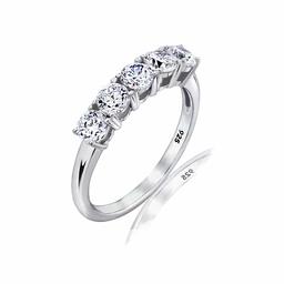 [Find] Amazon Collection Platinum Plated Sterling siruba-kuriaraundokyu-bikkuzirukonia 5 Stone Ring, Size 9 