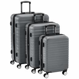 AmazonBasics - Set da 3 trolley rigidi di ottima qualità, con rotelle pivotanti e lucchetto TSA integrato, 55 cm, 68 cm, 78 cm, grigio