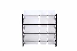 Phoenix Home CP190208 Espresso Collection Kid's Toy Storage Organizer with 12 Plastic Bins, White